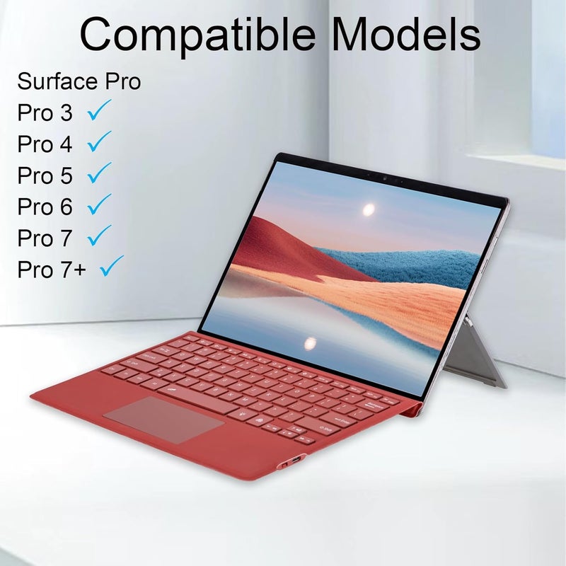 Mobee Type Cover for Microsoft Surface Pro 7+/ Pro 7 / Pro 6 / Pro 5 / Pro 4 / Pro 3, Bluetooch Type Keyboard with Multi-Touch Trackpad, Ultra Silm (Red with Backlit) - Image 2